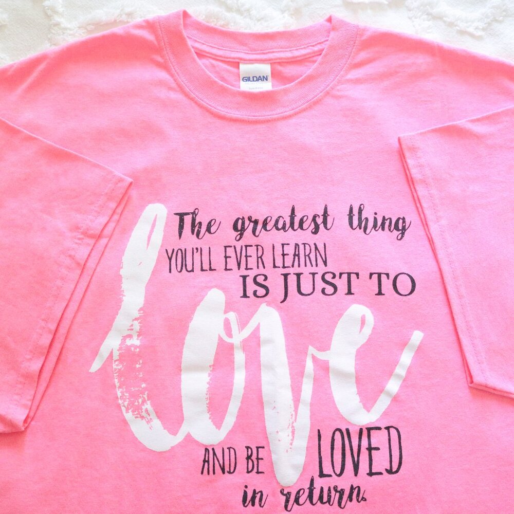 Valentine’s Day Love Quote Bright Pink Short Sleeve Unisex Graphic T-shirt | 2XL